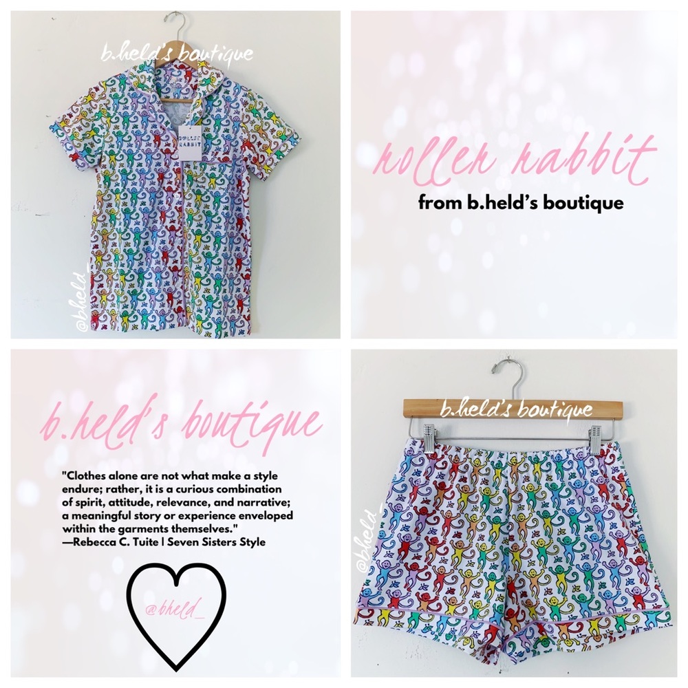 Roller Rabbit Disco Monkey Polo Pajamas in Rainbow Size X-Small XS New NWT